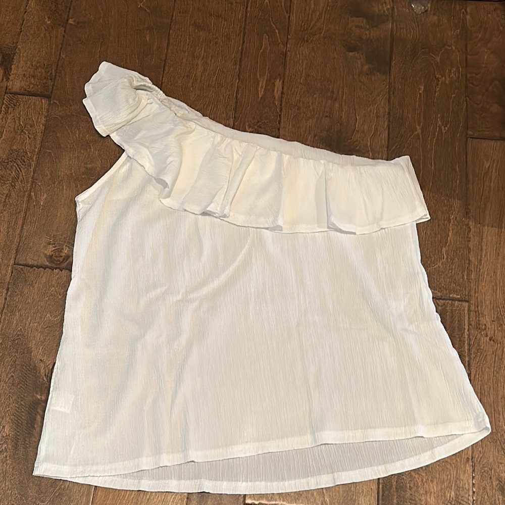 2XL one shoulder white shirt
